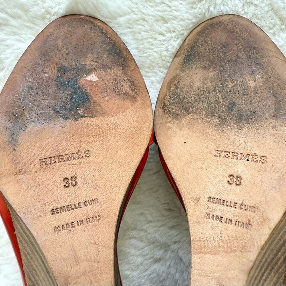 HERMES women patent leather platform sandals size 38 EU Authentic Retail 1100$ - Picture 8 of 10